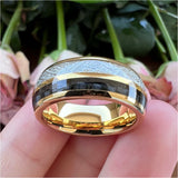 Tungsten Carbide Wedding Band with Meteorite Carbon Fiber Inlay