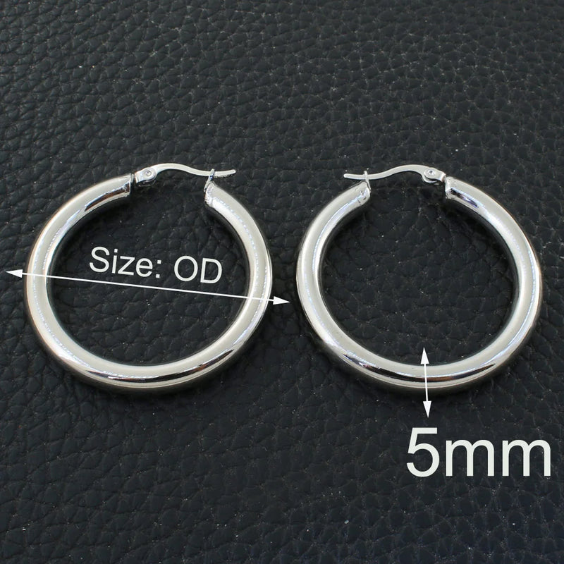 Round Stainless Steel Jewelry Hoop Earrings for Women