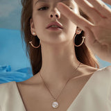 925 Silver Fritillary Necklace Round Pendant Women's Jewelry