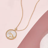 925 Silver Fritillary Necklace Round Pendant Women's Jewelry