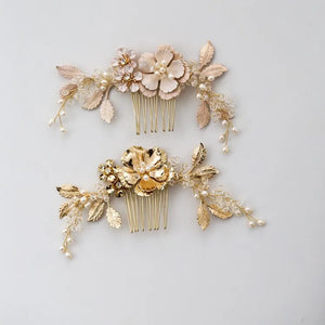 Floral Hair Comb Freshwater Pearls Wedding Jewelry Bridal Accessories