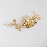 Floral Hair Comb Freshwater Pearls Wedding Jewelry Bridal Accessories