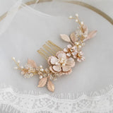 Floral Hair Comb Freshwater Pearls Wedding Jewelry Bridal Accessories