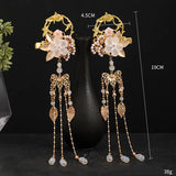 Flower Leaf Simulated Pearls Hairpins Clips Tassel Step Shake Hanfu Dress Headpi