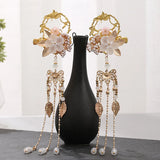 Flower Leaf Simulated Pearls Hairpins Clips Tassel Step Shake Hanfu Dress Headpi