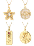 Flower Plant Pendant Necklace for Women Stainless Steel Chain Wedding Jewelry