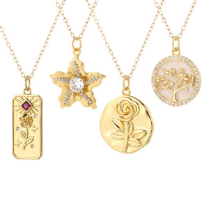 Flower Plant Pendant Necklace for Women Stainless Steel Chain Wedding Jewelry