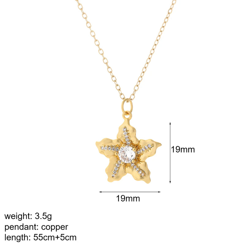 Flower Plant Pendant Necklace for Women Stainless Steel Chain Wedding Jewelry