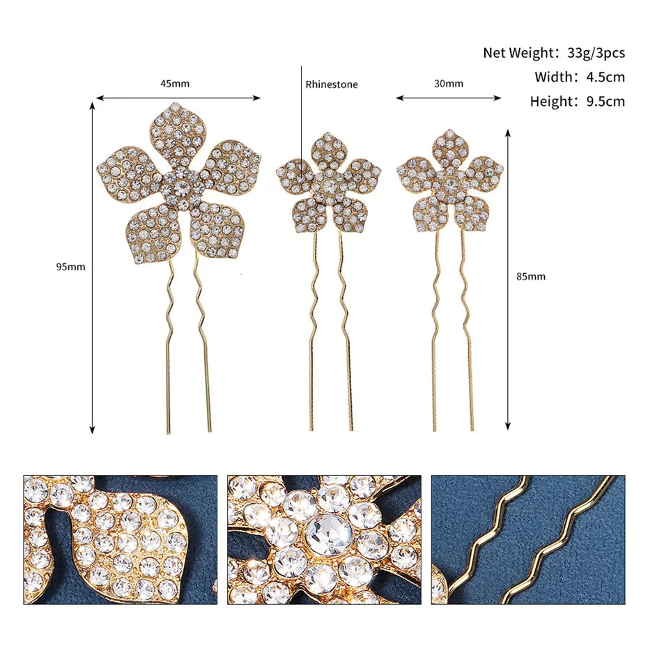 Bridal Hair Pins 3pcs Wedding Hair Accessories for Women