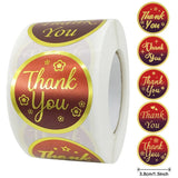 Pink Foil Thank You Stickers - Waterproof Sealed Label