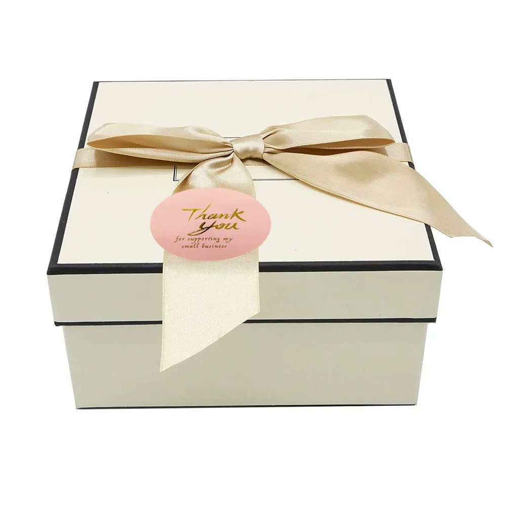 Pink Foil Thank You Stickers - Waterproof Sealed Label