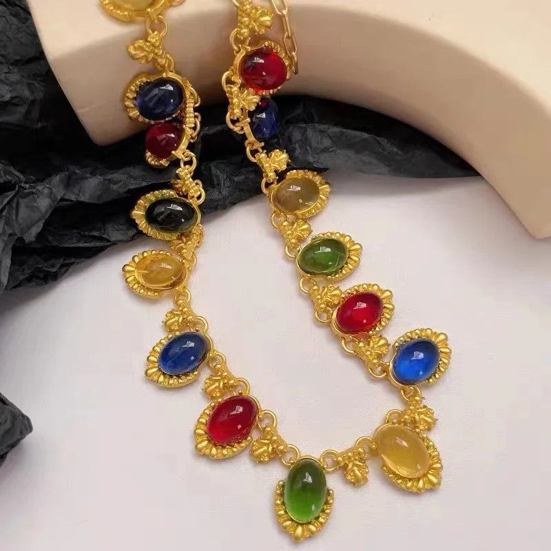 French Vintage Resin Crystal Choker Necklace