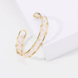 Fresh Water Pearl Braided Cuff Bangle Bracelet for Women