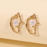 Geometric Baroque Irregular Pearl Earrings Wedding Party Jewelry