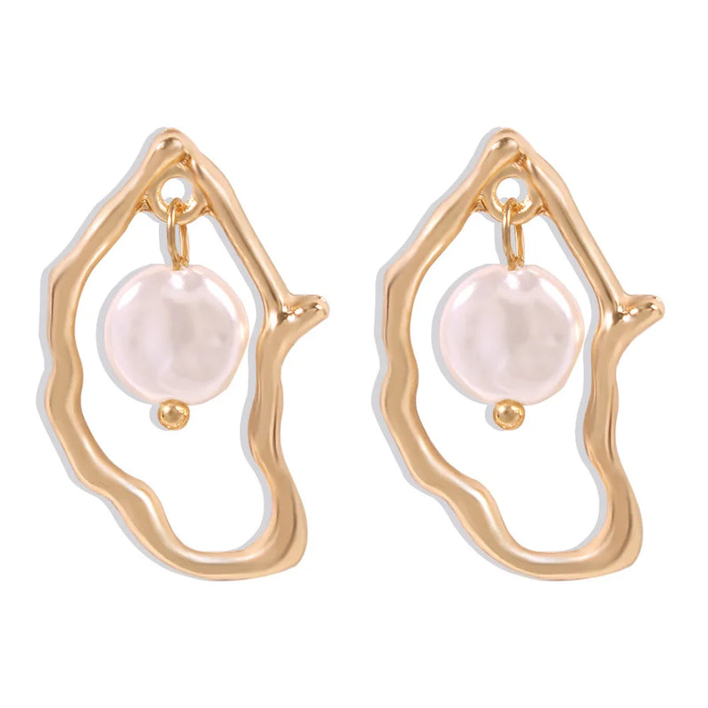 Geometric Baroque Irregular Pearl Earrings Wedding Party Jewelry