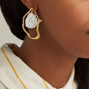 Geometric Baroque Irregular Pearl Earrings Wedding Party Jewelry
