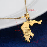 Greece Map Pendant Necklace Athens Map Patriotic Chain Jewelry
