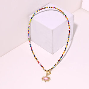 Heart Pendant Necklace Colorful Beads Choker Jewelry Personalized Gift