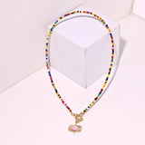 Heart Pendant Necklace Colorful Beads Choker Jewelry Personalized Gift