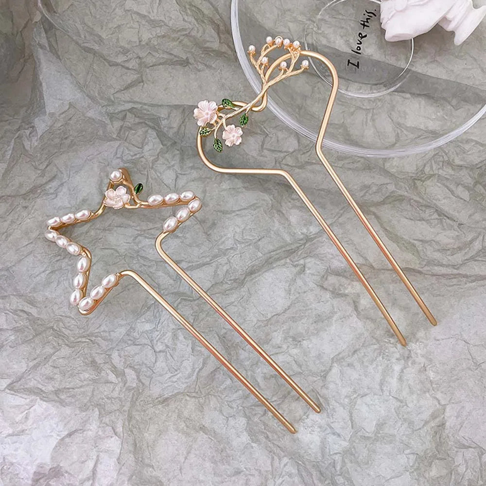Heart Pentagon Hairpin Ancient Style Headdress Hair Accessories
