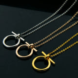 Vintage Horseshoe Pendant Necklace Stainless Steel Lucky Choker