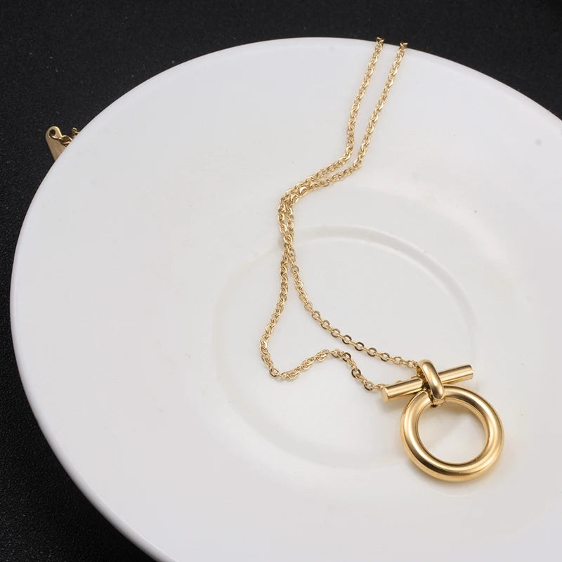 Vintage Horseshoe Pendant Necklace Stainless Steel Lucky Choker
