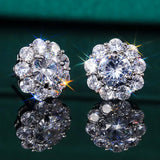 Men's Iced Out Bling Stud Earrings Hip Hop Rhinestone Square Geometry