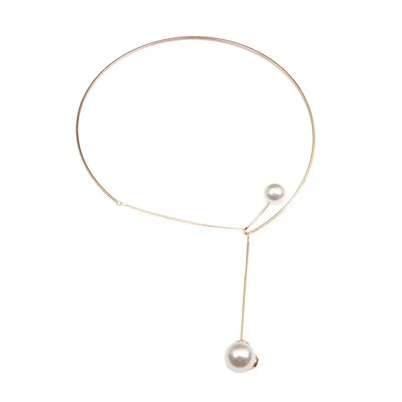 Pearl Pendant Necklace Metal Torques Female Short Jewelry