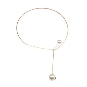 Pearl Pendant Necklace Metal Torques Female Short Jewelry