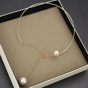 Pearl Pendant Necklace Metal Torques Female Short Jewelry
