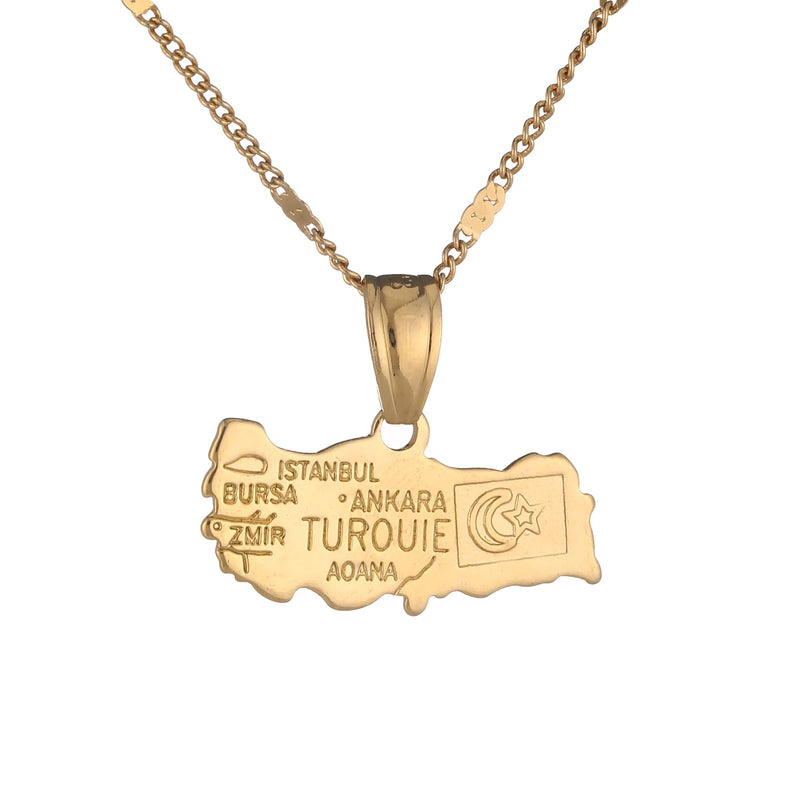 Istanbul Turkey Map Flag Pendant Necklace Women Choker Patriotic Jewelry