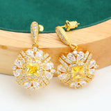 Yellow Crystal Jewelry Set for Wedding, 3PCS