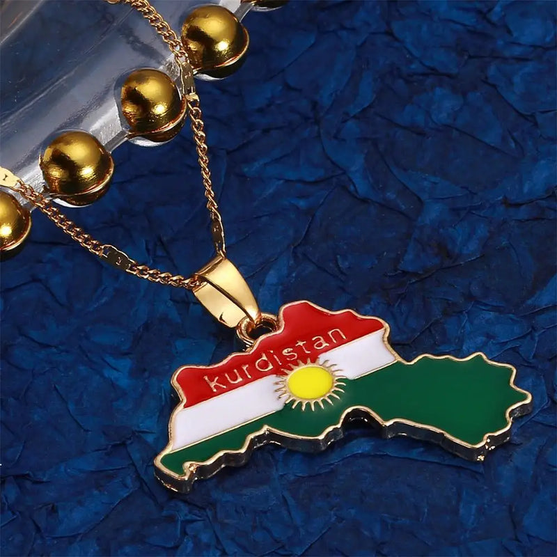 Kurdistan Region Map Pendant Necklaces