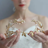 Leaf Floral Wedding Tiara Hair Crown Rhinestone Bridal Headband