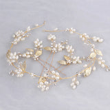 Leaf Pearls Hair Vine Bridal Headband Wedding Jewelry Women Headwear Tiara