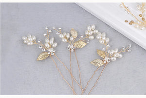 Leaf Pearls Hair Vine Bridal Headband Wedding Jewelry Women Headwear Tiara