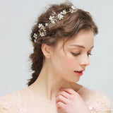 Leaf Pearls Hair Vine Bridal Headband Wedding Jewelry Women Headwear Tiara