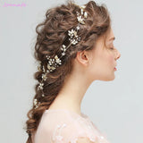 Leaf Pearls Hair Vine Bridal Headband Wedding Jewelry Women Headwear Tiara