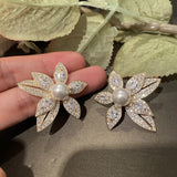 Leaf Earrings for Women Baroque Pearl Indian Style Jhumka Wedding Party