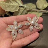 Leaf Earrings for Women Baroque Pearl Indian Style Jhumka Wedding Party