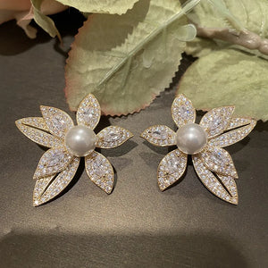 Leaf Earrings for Women Baroque Pearl Indian Style Jhumka Wedding Party