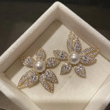 Leaf Earrings for Women Baroque Pearl Indian Style Jhumka Wedding Party