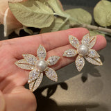 Leaf Earrings for Women Baroque Pearl Indian Style Jhumka Wedding Party