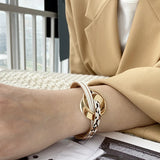 Leather Bracelets For Women Multilayer Wide Wrap Bracelet Female Jewelry
