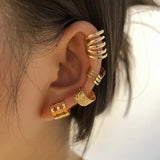 Leaves Ear Cuff Non-Piercing Ear Clips Set Cartilage Clip Geometric Earrings