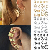 Leaves Ear Cuff Non-Piercing Ear Clips Set Cartilage Clip Geometric Earrings