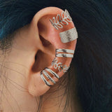 Leaves Ear Cuff Non-Piercing Ear Clips Set Cartilage Clip Geometric Earrings