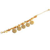 Life Flower Coin Charm Bracelet Small Round Smooth Chain Link Jewelry