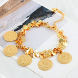 Life Flower Coin Charm Bracelet Small Round Smooth Chain Link Jewelry