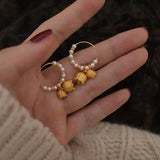 Lily Valley Pearl Bead Hoop Earrings Wedding Bride